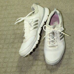 Adidas Womens Size 6.5 White Silver Lace Up Low Top Athletic Shoes EVN 791001